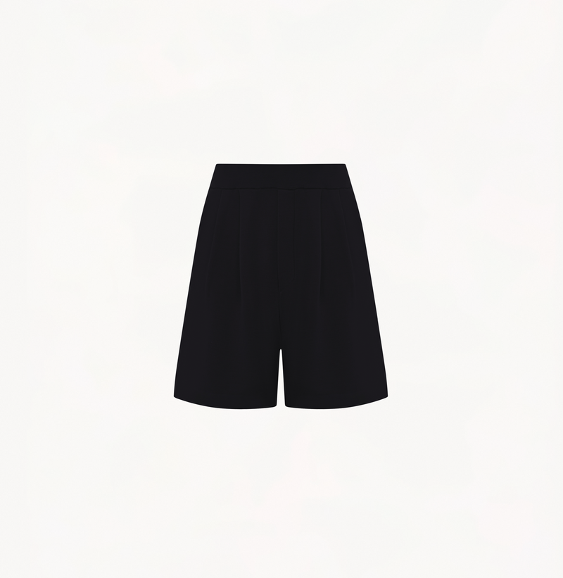 Pleated shorts women in black