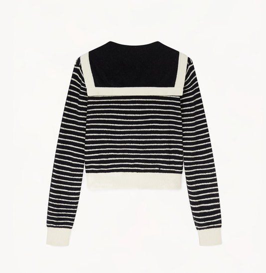 BOUCLÉ STRIPED SAILOR CARDIGAN