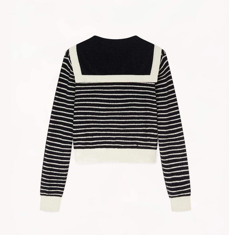 BOUCLÉ STRIPED SAILOR COLLAR CARDIGAN – CRUSH Collection BOUCLÉ STRIPED SAILOR COLLAR CARDIGAN – CRUSH Collection