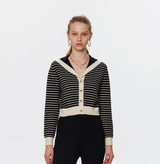 BOUCLÉ STRIPED SAILOR CARDIGAN