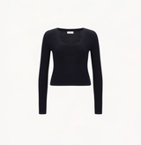 Silk cashmere cable-knit sweater in black