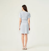 Knit mini skirt in blue. rear-view