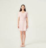 Knit mini skirt in pink. left-view