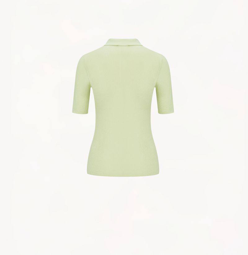 Silk polo shirt in lime green.