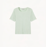 Silk cashmere cable-knit crewneck t-shirt for women in mint green