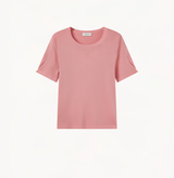 Silk cashmere cable-knit crewneck t-shirt for women in mint green