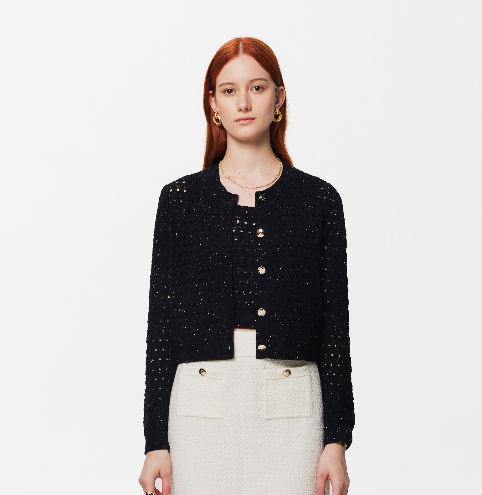 トップス pillings hand crush cardigan Logo Embossed Shrunken Cardigan in Superfine Merino Wool in