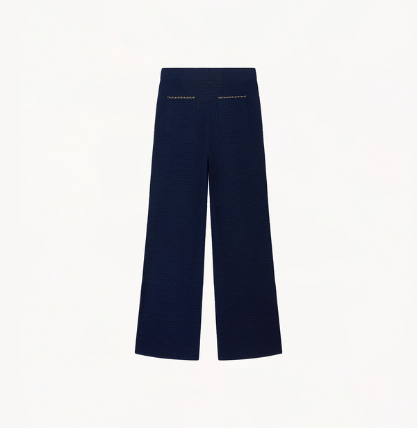 Wool straight trousers in navy.