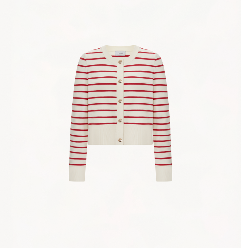 Red white striped cardigan