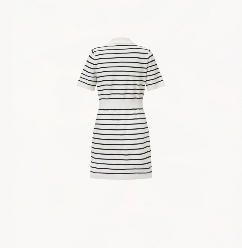 Black white striped polo dress