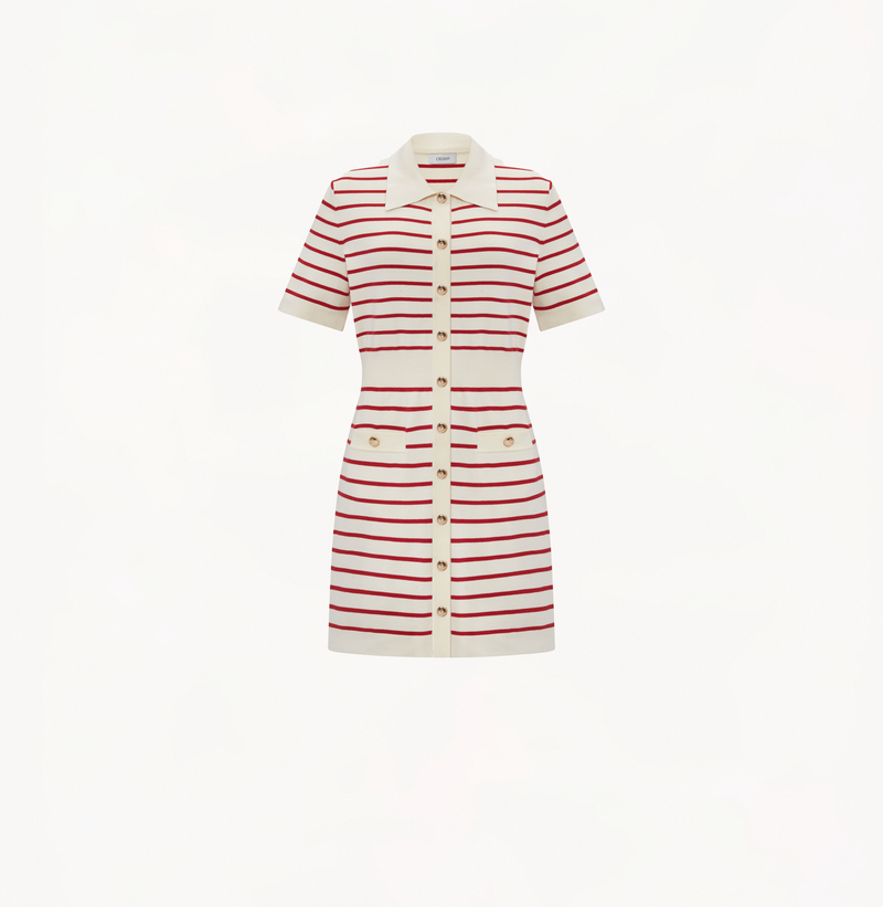 Red white striped polo dress