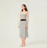 Striped midi skirt in black white. right-view