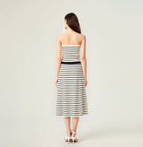 Striped midi skirt in black white rear-view