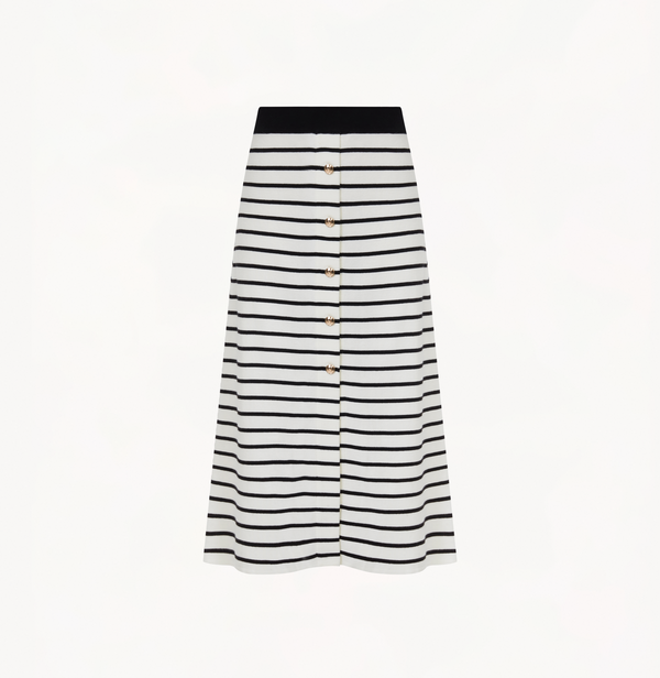 Striped midi skirt in black white