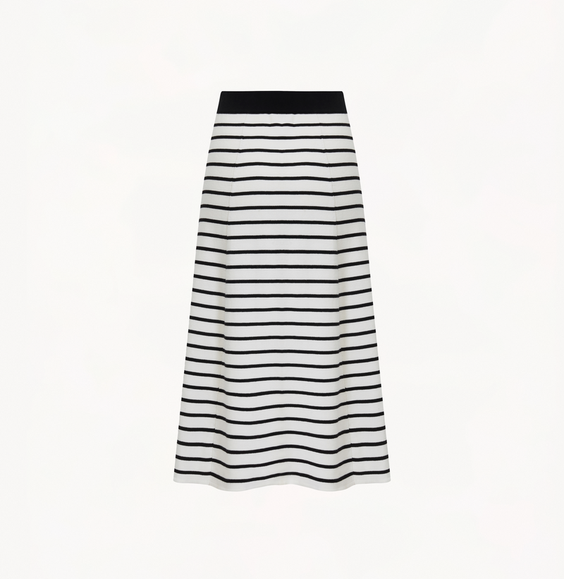 Striped midi skirt in black white
