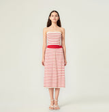 Striped midi skirt in red white. left-view