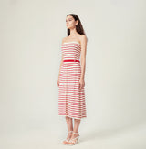 Striped midi skirt in red white. left-view