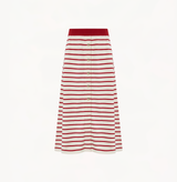 Striped midi skirt in red white