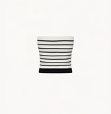 Striped Button-embellished Tube Top