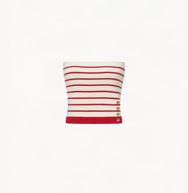 Striped tube top in red white