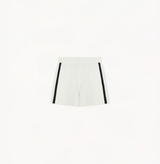 Trimmed shorts in white with black stripe.