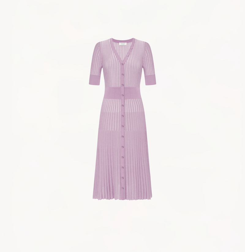 Midi dress in white lilac