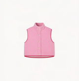 Women's quilted vest with a stand collar in orchid.