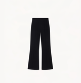 Womens' wool flare knit pants in black.