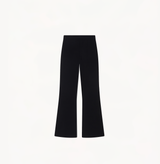 Womens' wool flare knit pants in black.