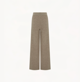 Wool fleece wide leg pants in oatmeal.