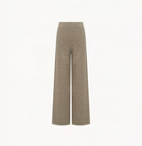 Wool fleece wide leg pants in oatmeal.