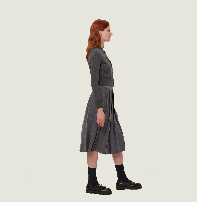 Wool midi skirt in dark grey. right-view