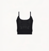 Wool pointelle tank top in black jackquard.