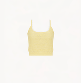 Wool pointelle tank top in yellow jackquard.