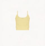 Wool pointelle tank top in yellow jackquard.