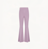 Wool ribbed pants in purple grey with flared legs.