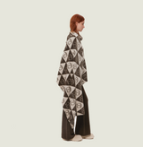 Wool shawl in white and green. right-view