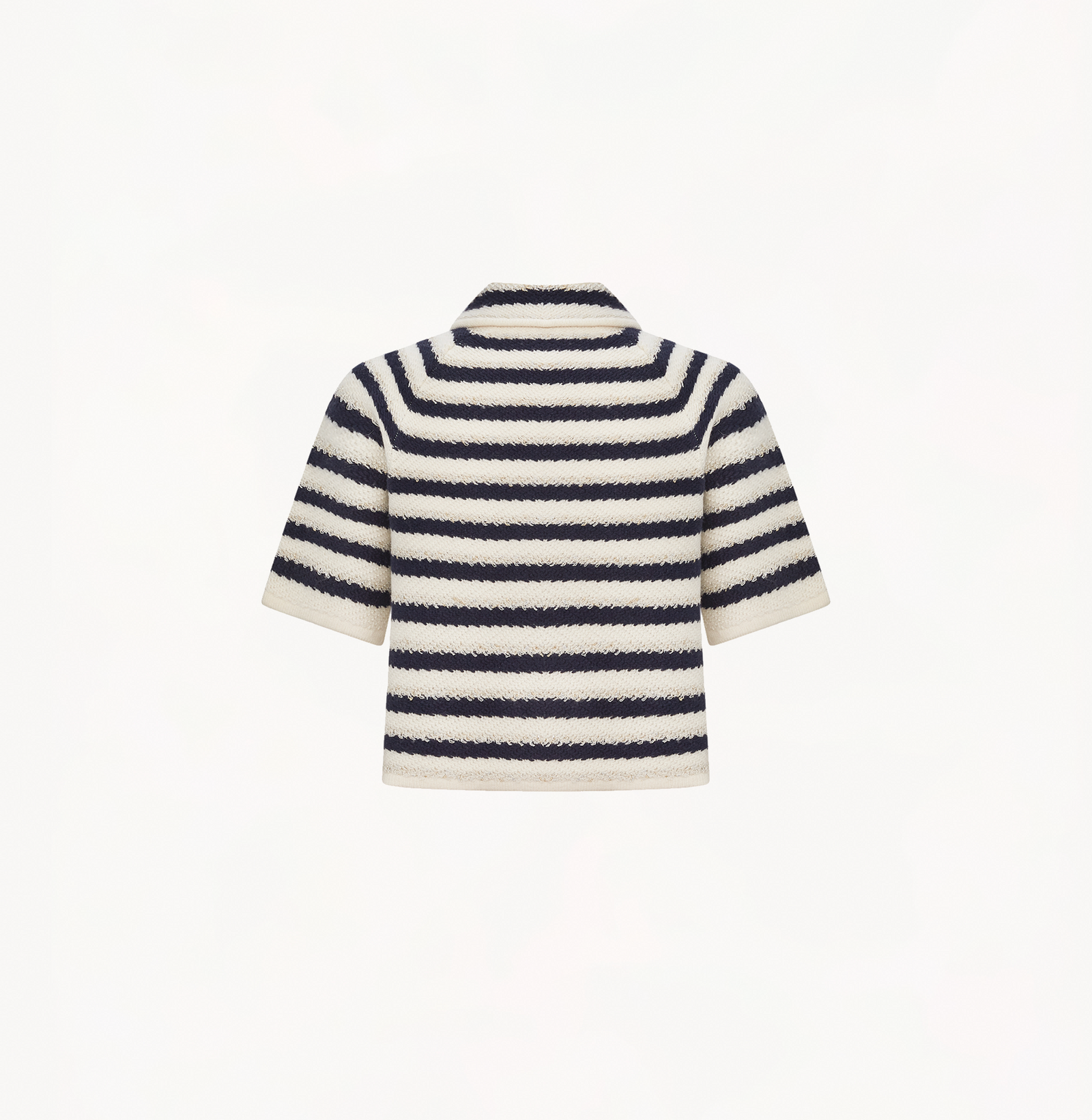 STRIPED JACQUARD SHORT-SLEEVED CROPPED CARDIGAN – CRUSH