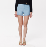 DENIM-LOOK WOOL SHORTS