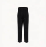 Wool and silk blend pleated sweatpants for women in black.