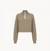 Wool sweatshirt in oatmeal with collar.