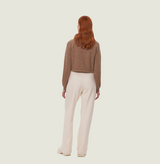 Wool sweatshirt in oatmeal with collar. rear-view