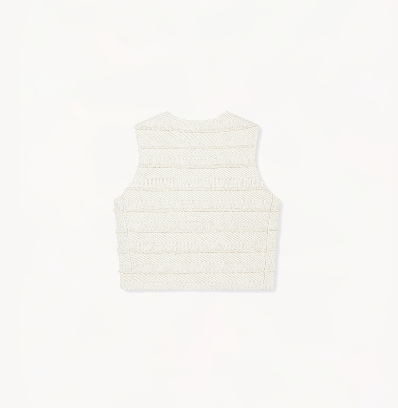 Tweed wool vest in white.