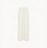 Boucle wool pants with wide-leg in white.